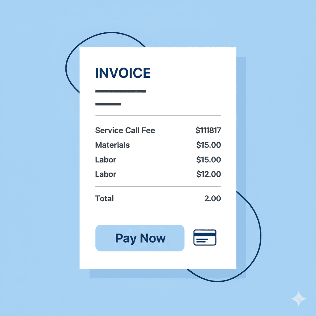 Invoice with embedded payment button allowing instant payment